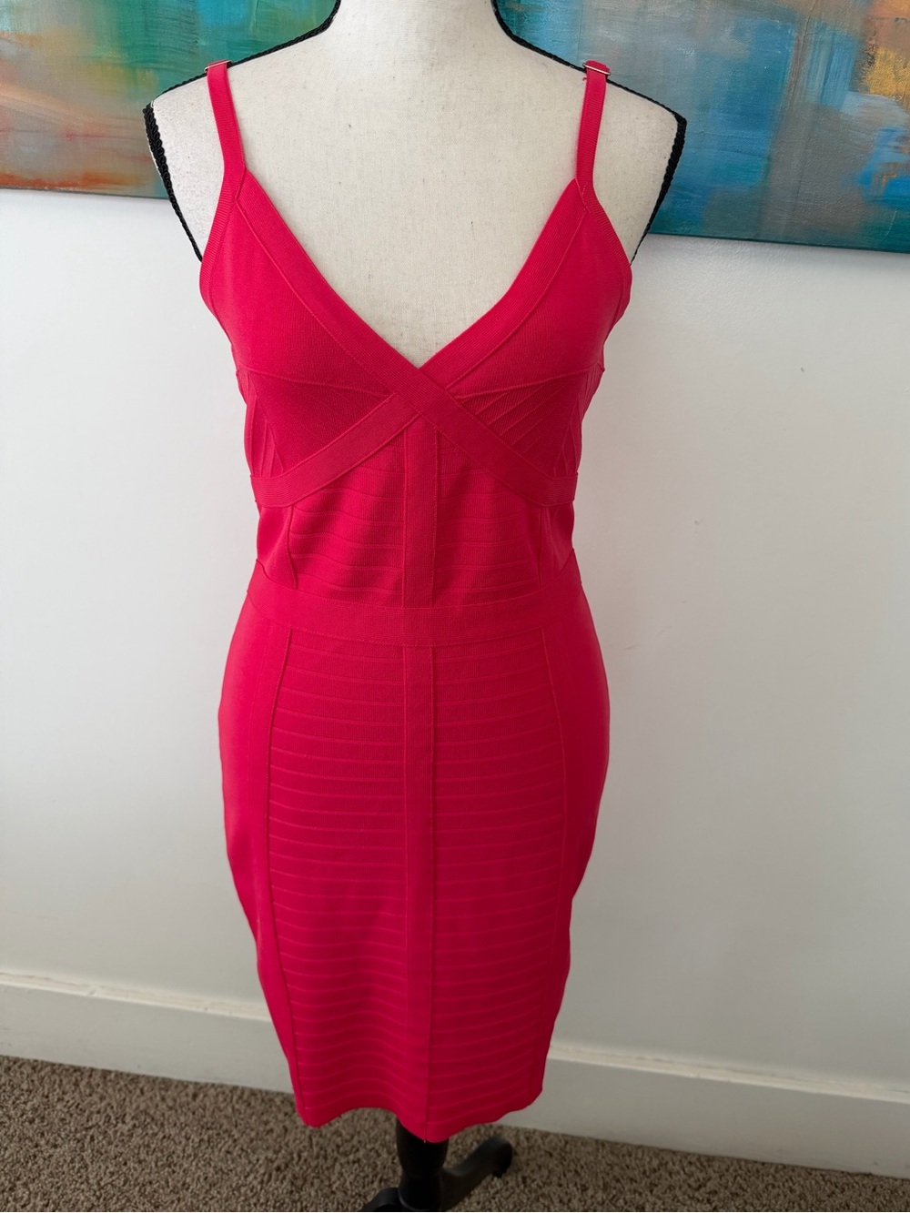 Guess NWT Hot Pink Arabella Knit Bodycon  Bandage Dress M